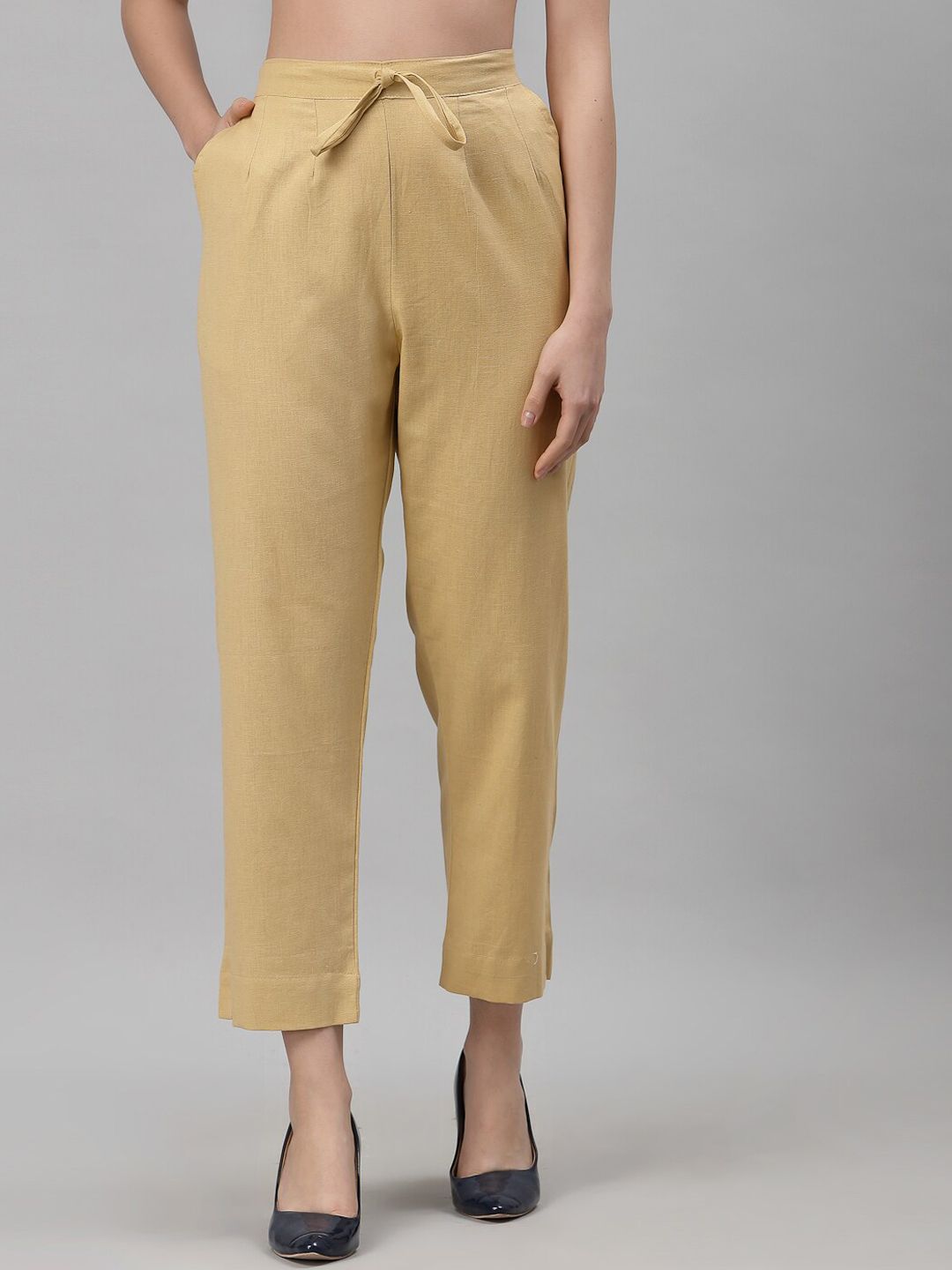NEUDIS Women Camel Brown Classic Trousers Price in India