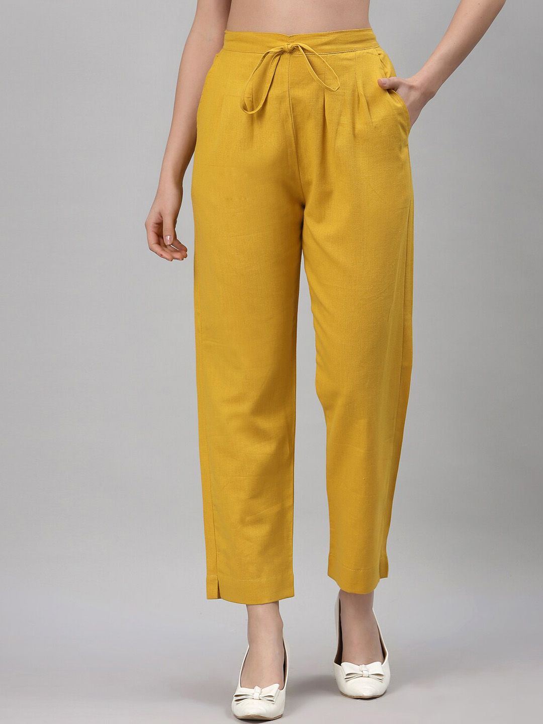 NEUDIS Women Yellow Classic Trousers Price in India