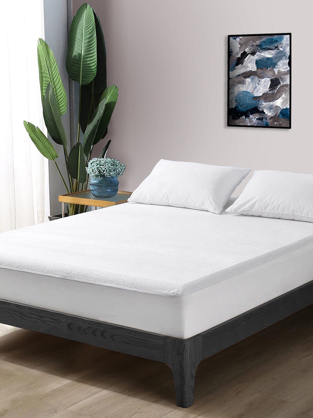 Divine Casa White King Size 210 GSM Water Resistant Mattress Protector Price in India