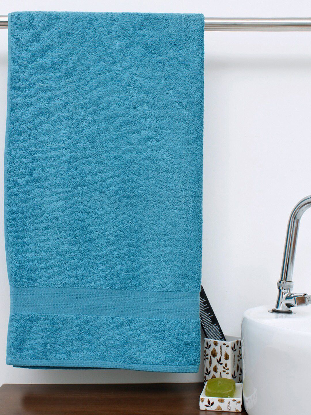 AVI Living Blue Solid 500 GSM Pure Cotton Bath Towel Price in India