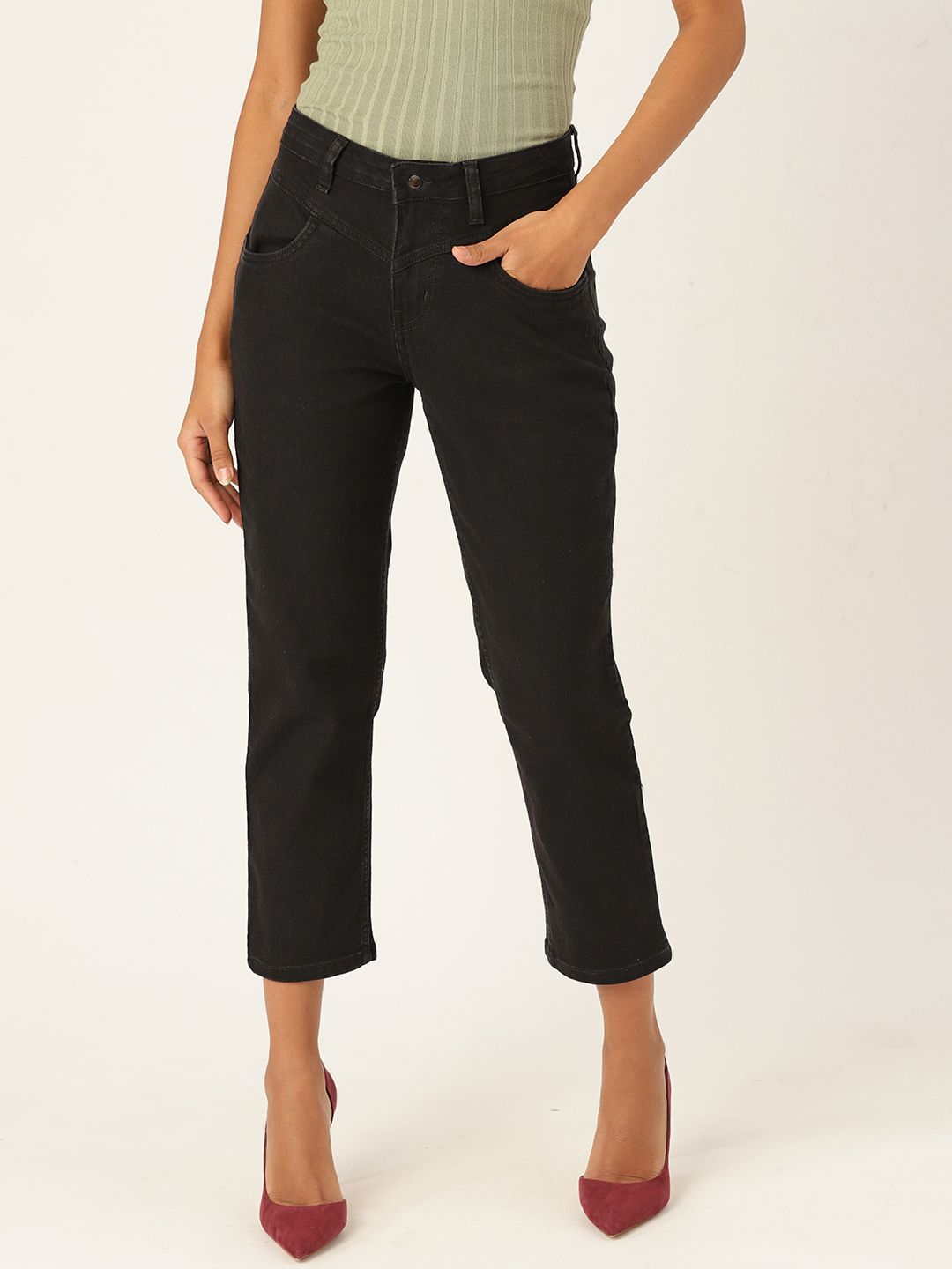 DressBerry Women Black Solid Stretchable Jeans Price in India