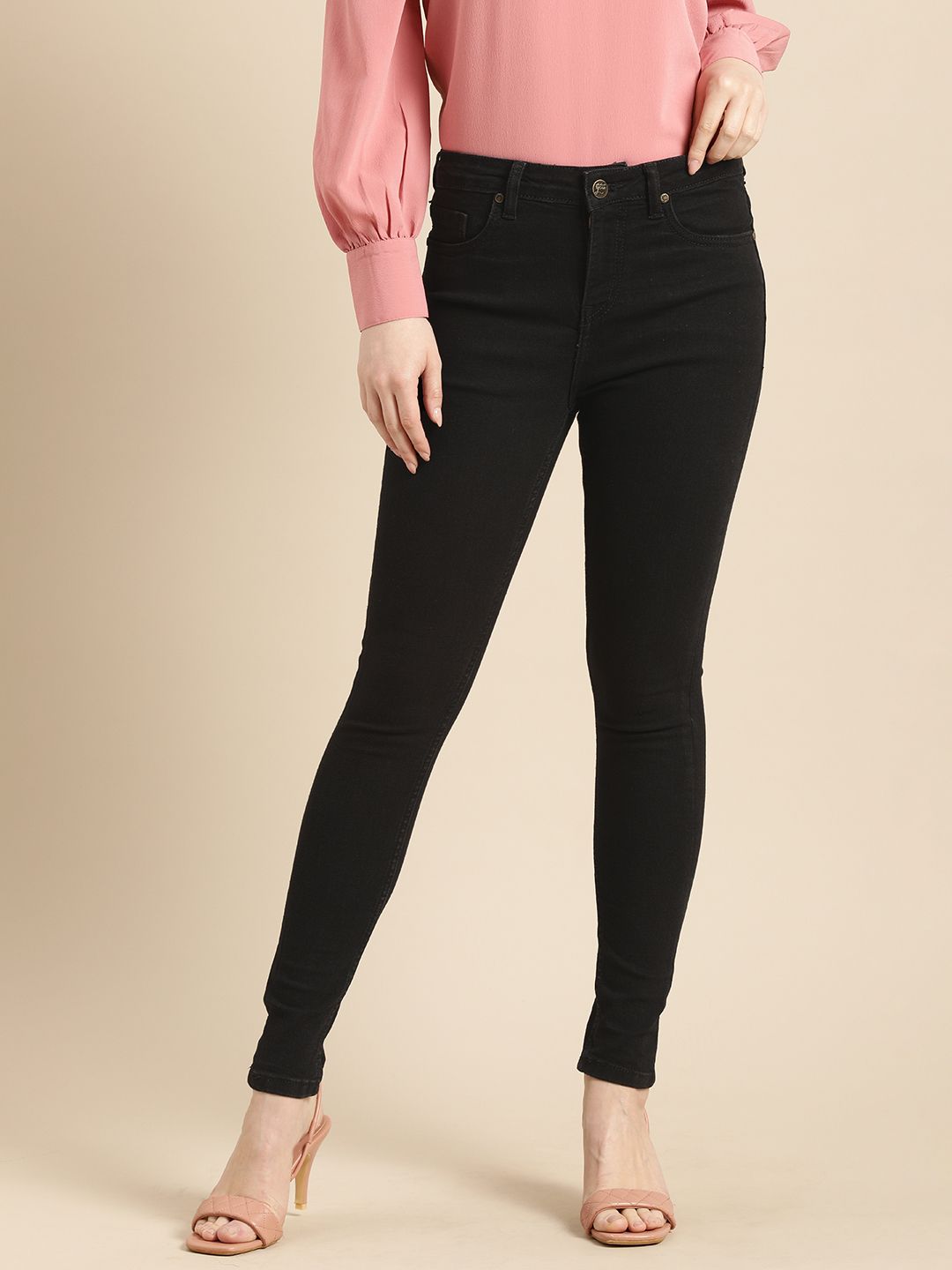 all about you Women Black Skinny Fit High-Rise Stretchable Jeans Price in India