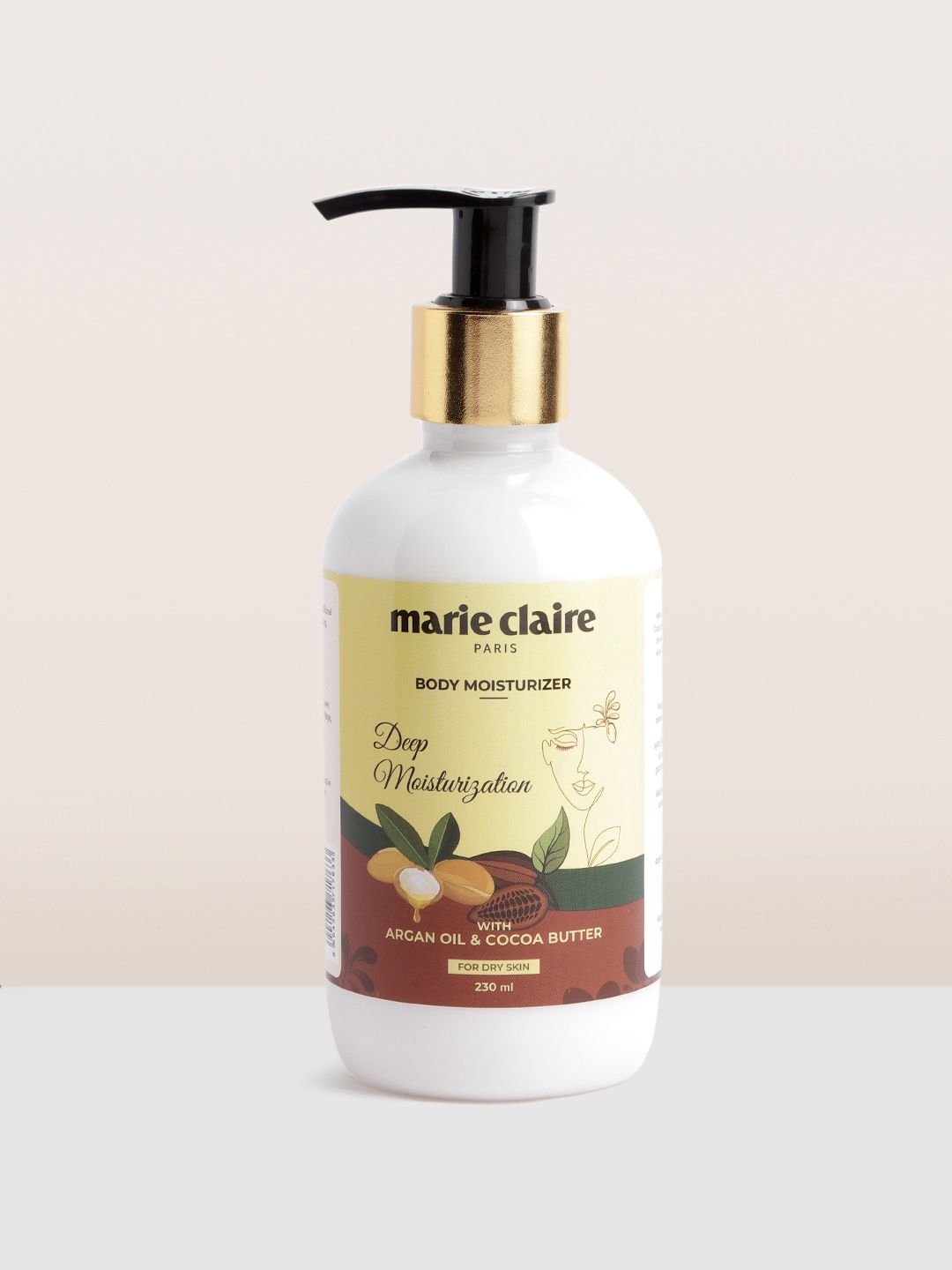 Marie Claire Deep Body Moisturizer with Argan Oil & Cocoa Butter for Dry Skin - 230ml