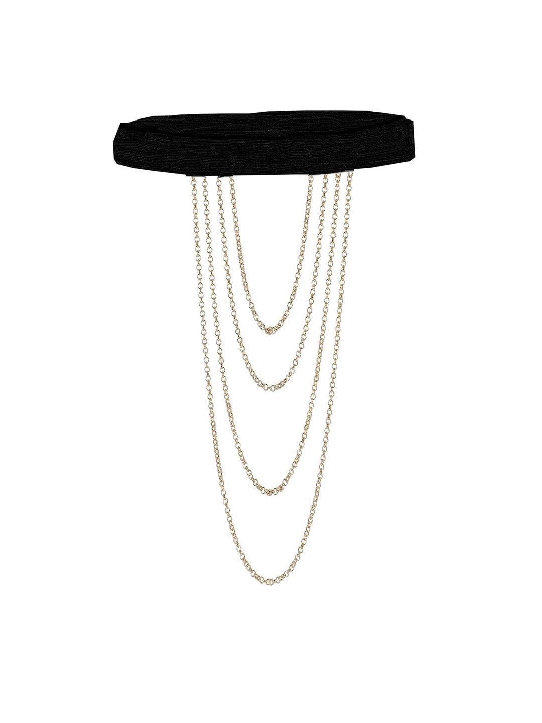 AQUASTREET Gold-Plated & Black Dainty Layered Thigh Chain Price in India