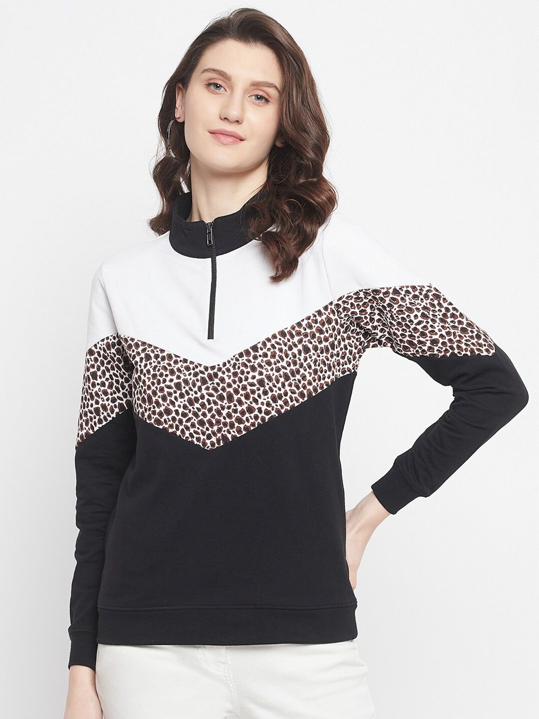 HARBORNBAY Women Black Printed Sweatshirt Price in India