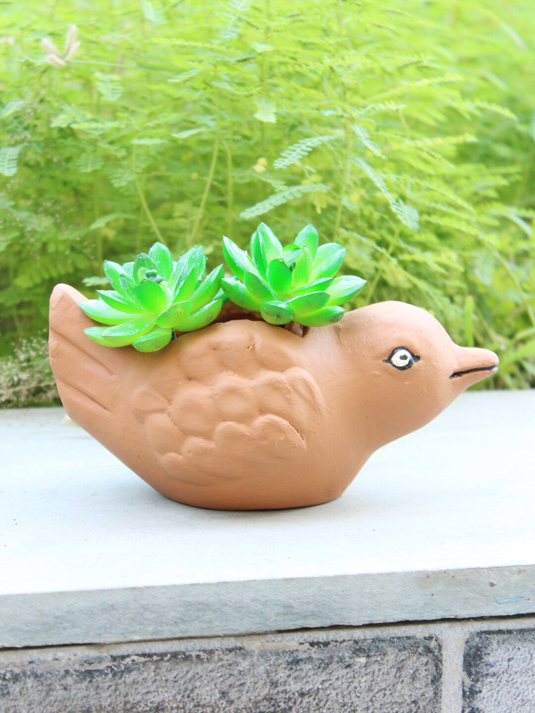 Wonderland Brown Terracotta Bird Pot Price in India
