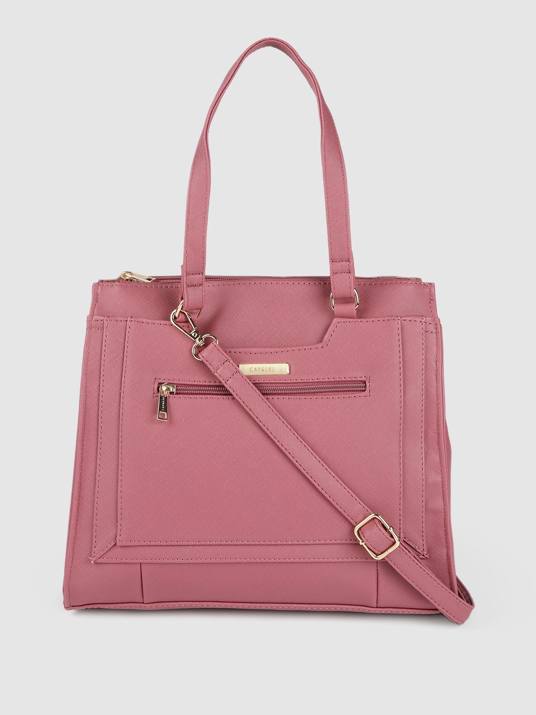 Caprese Fuchsia Leather Structured Shoulder Bag Price in India