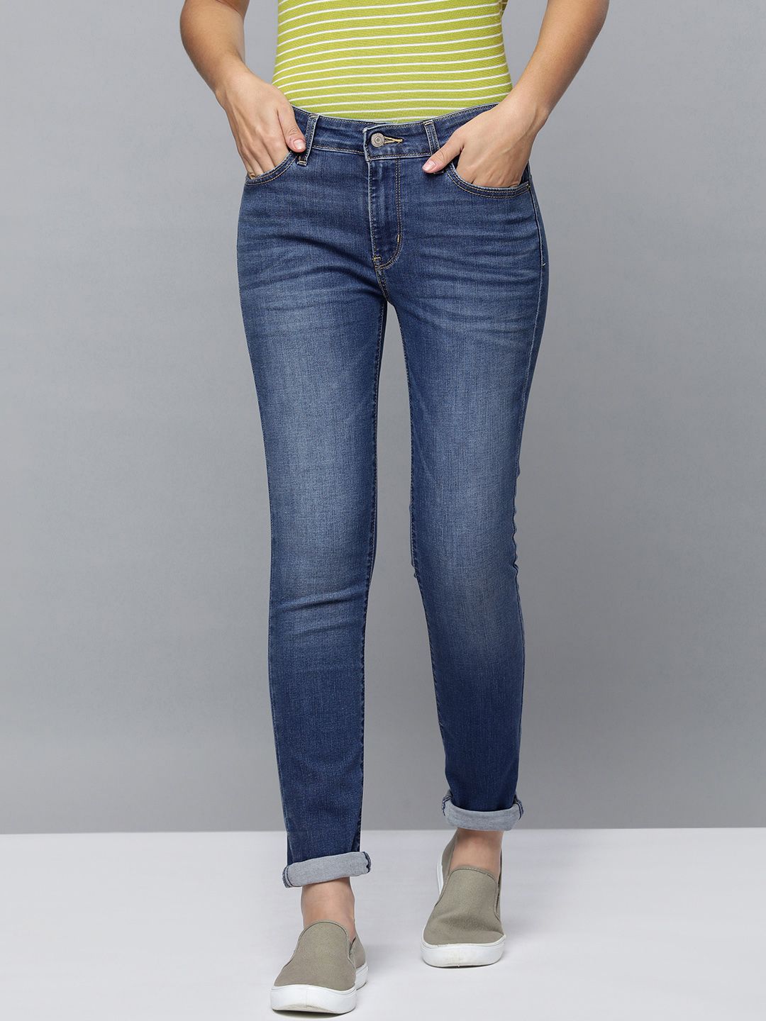 Levis Women Blue Skinny Fit Heavy Fade Stretchable Jeans Price in India
