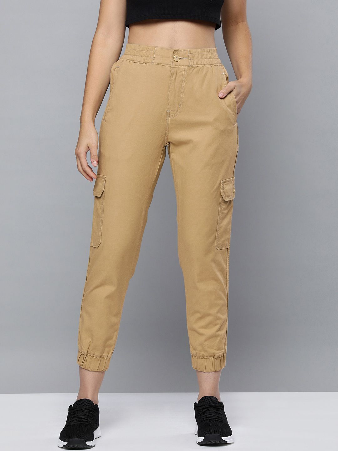 Levis Women Khaki Solid Joggers Price in India