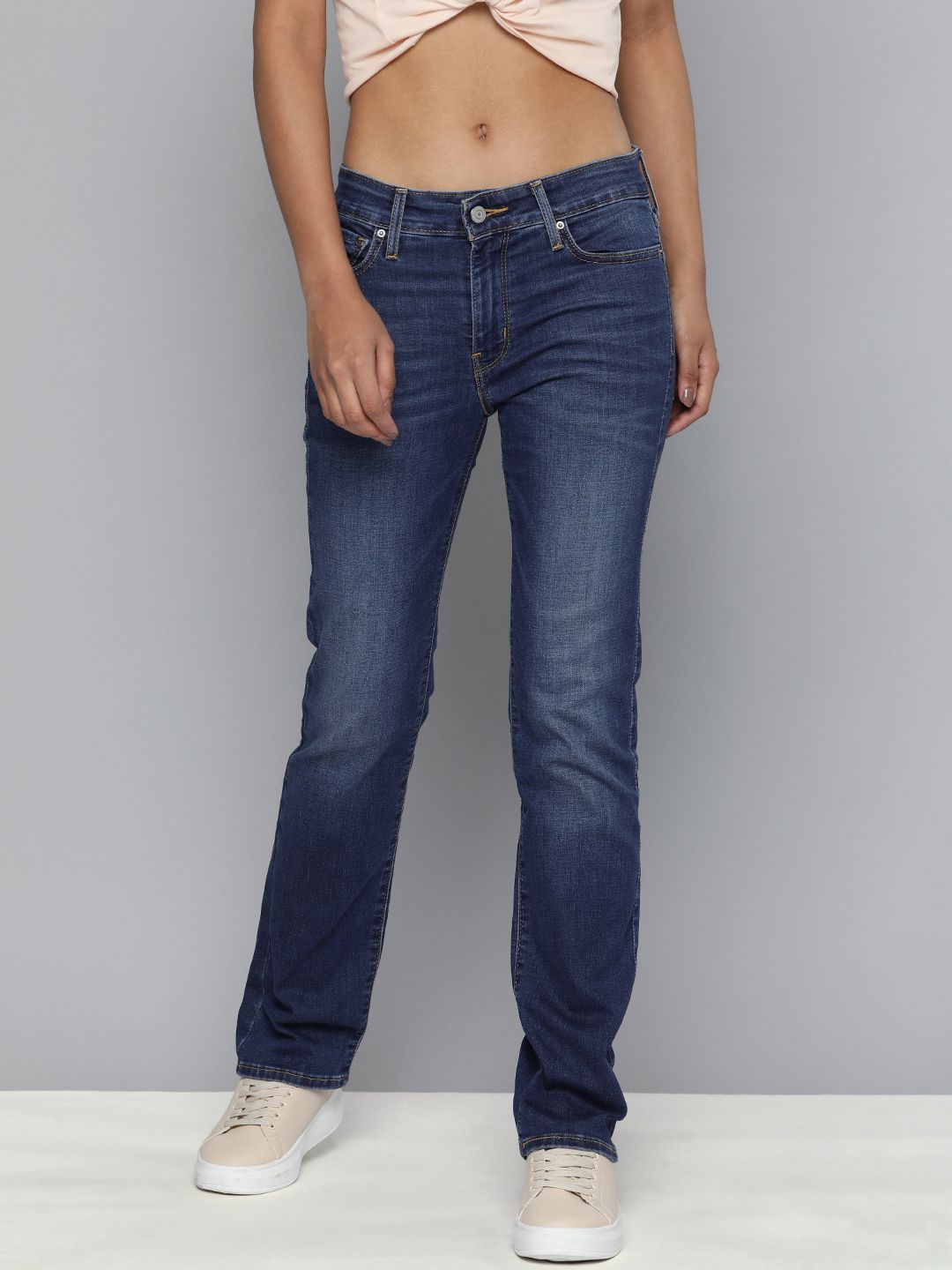 Levis Women Blue 714 Straight Fit High-Rise Light Fade Stretchable Jeans Price in India