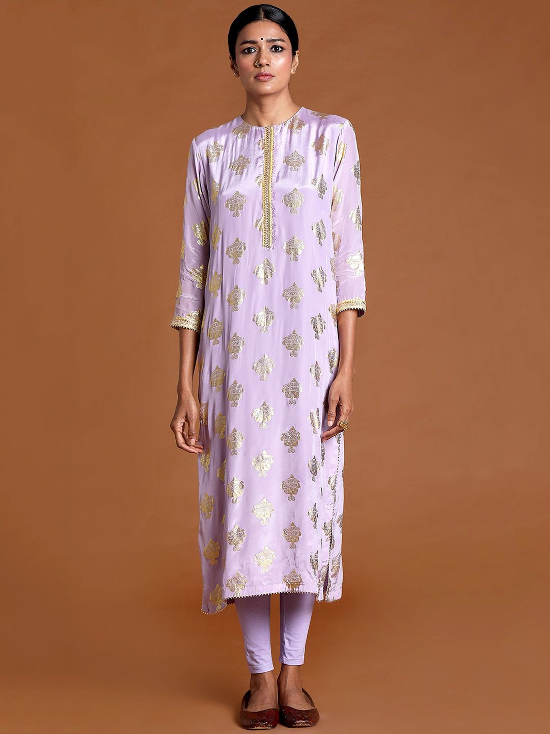 Masaba Women Purple Ethnic Motifs Embellished Crepe Kurta Price in India