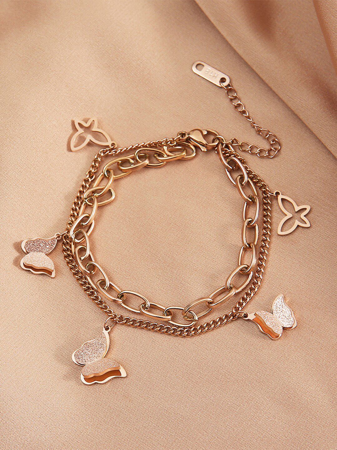 Yellow Chimes Women Rose Gold Plated Charm Bracelet Price in India