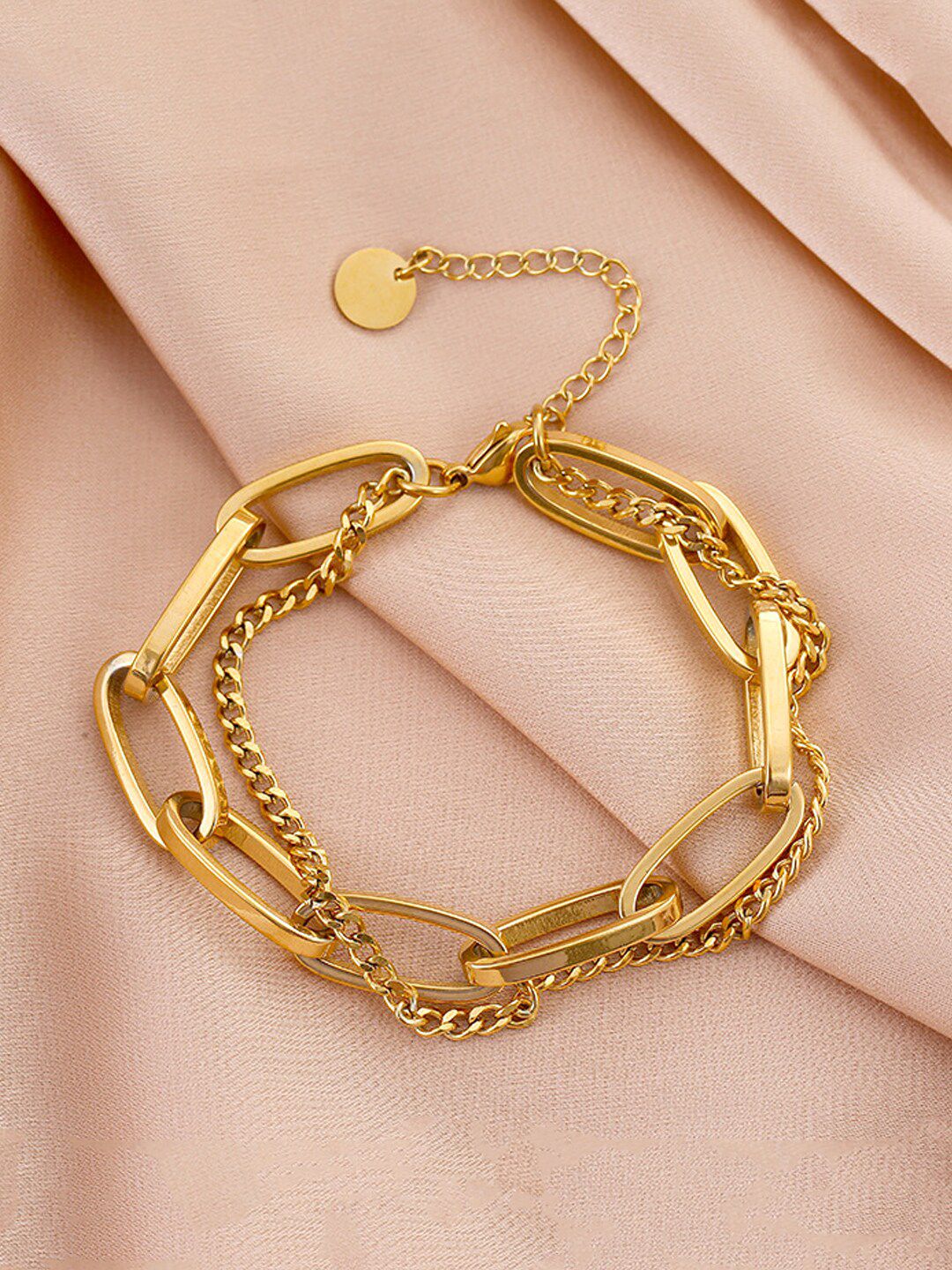 Yellow Chimes Women Gold-Toned Gold-Plated Link Bracelet Price in India