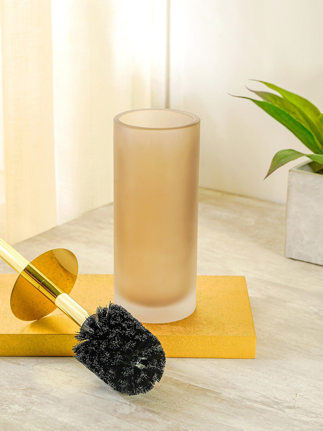 Pure Home and Living Brown Glass Toilet Brush Holder Price in India