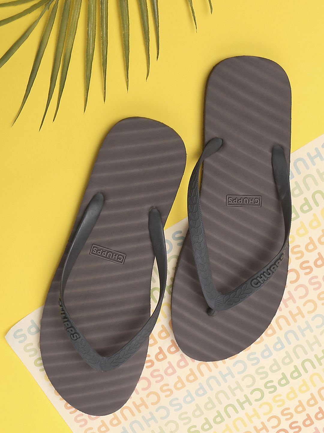 CHUPPS Women Grey Banana Leaf Natural Rubber Thong Flip-Flops Price in India