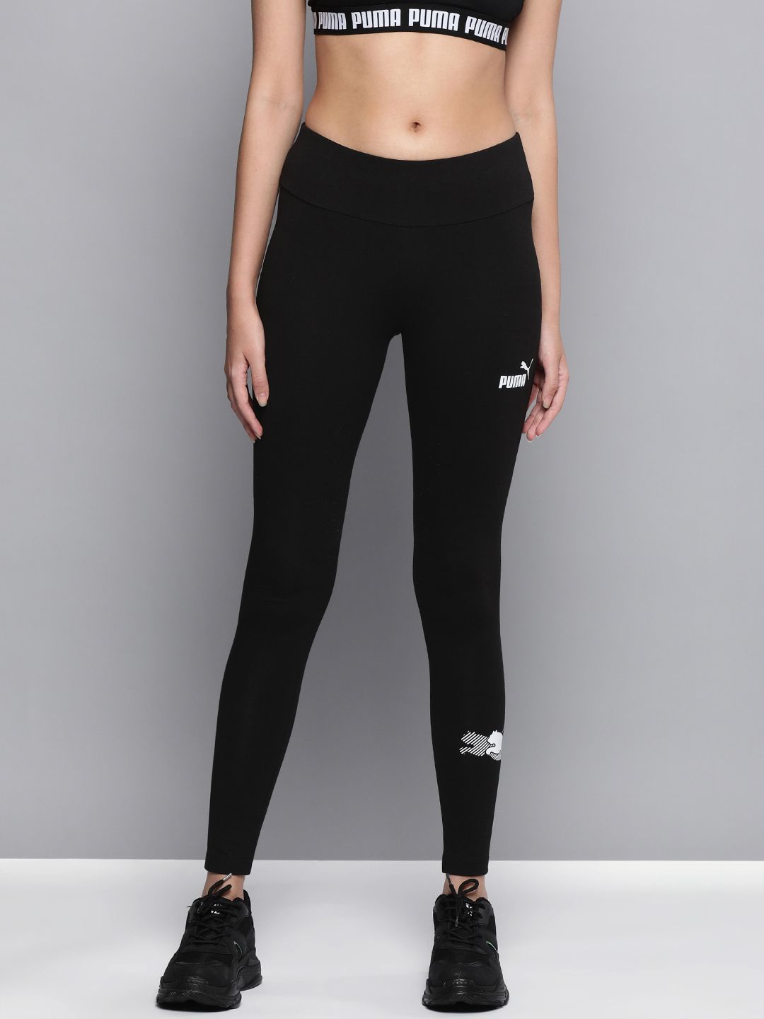 Puma Women Black Power Tights with Printed Detail Price in India