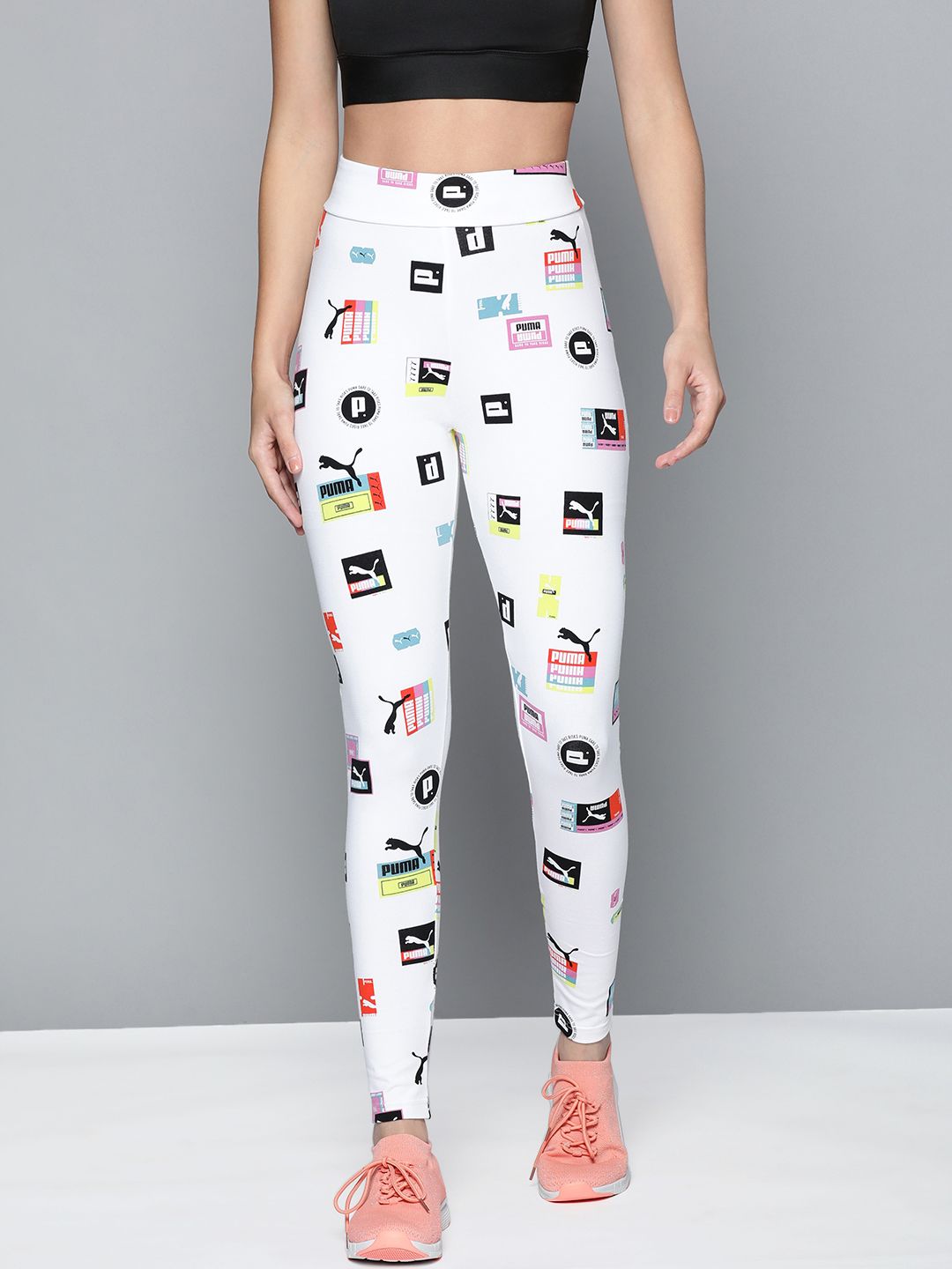 Puma Women's White & Multi Graphical Printed High Rise Leggings Price in India