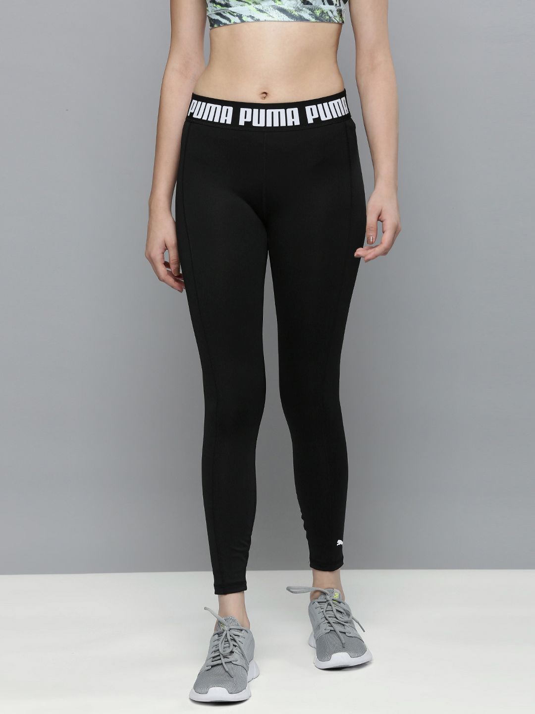 Puma Women Black Brand Logo Printed Strong High Waisted Training Tights Price in India