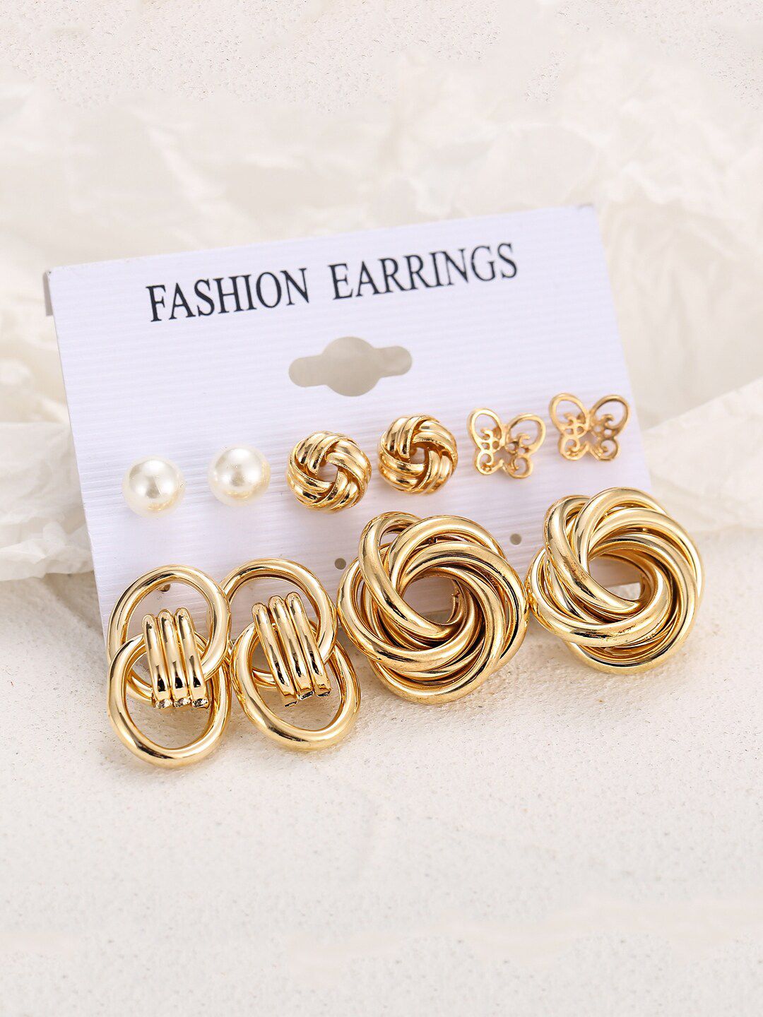 Yellow Chimes Set of 5 Gold-Plated Quirky Studs Earrings Price in India