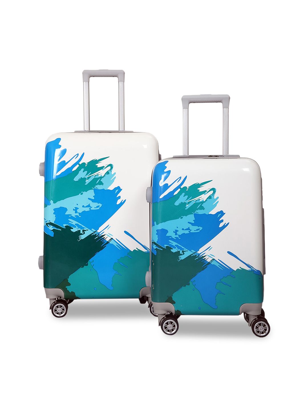 Polo Class Set Of 2 Blue & White Printed Trolley Bags Price in India