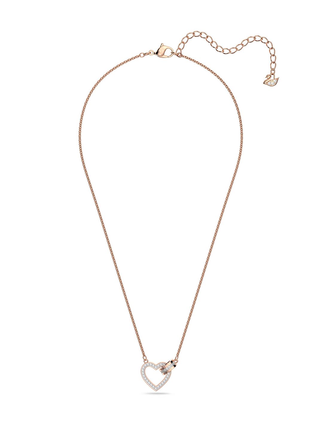 SWAROVSKI White Rose-gold tone plated Lovely necklace Heart Price in India