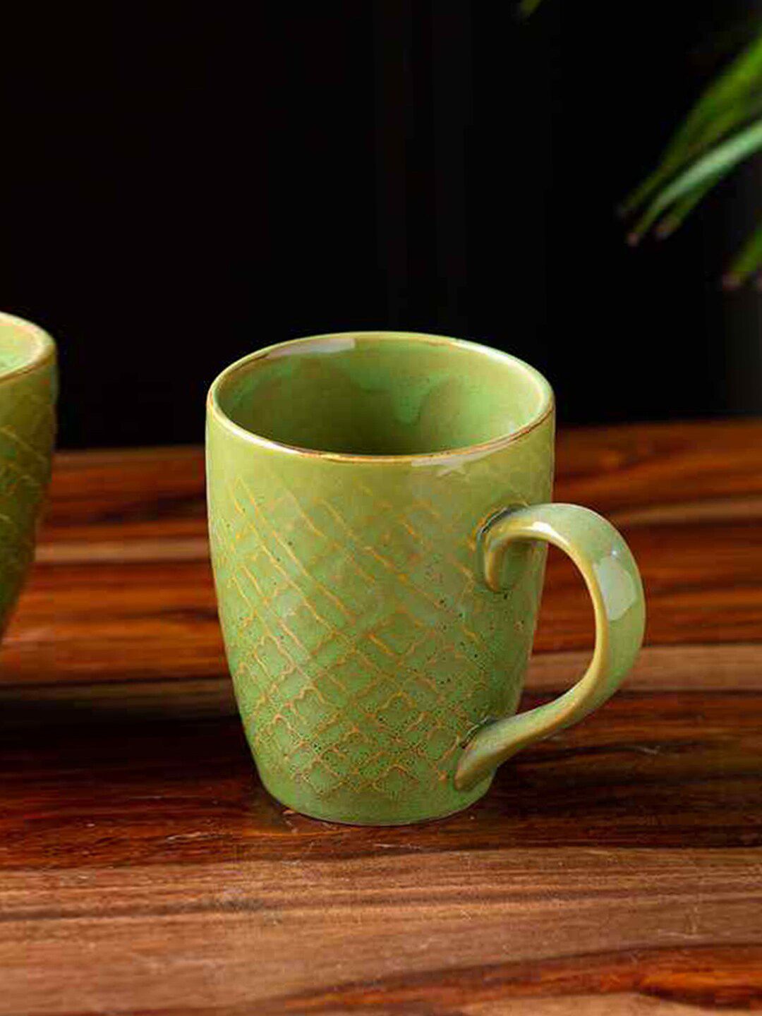 ExclusiveLane Green Handcrafted Solid Ceramic Glossy Coffee Cups and Mugs Price in India
