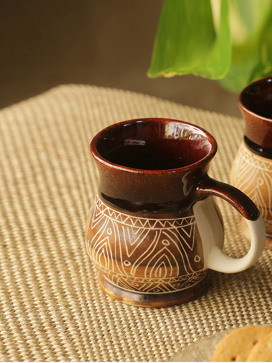ExclusiveLane Brown & Beige Printed Coffee Mug Price in India
