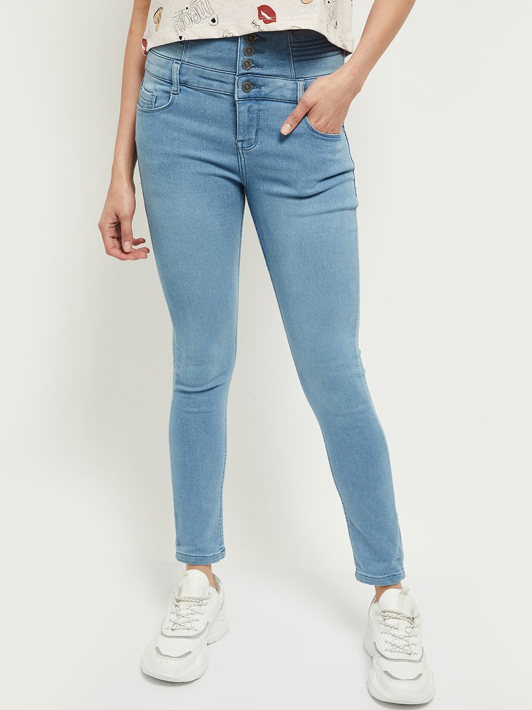 max Women Blue Slim Fit Stretchable Jeans Price in India