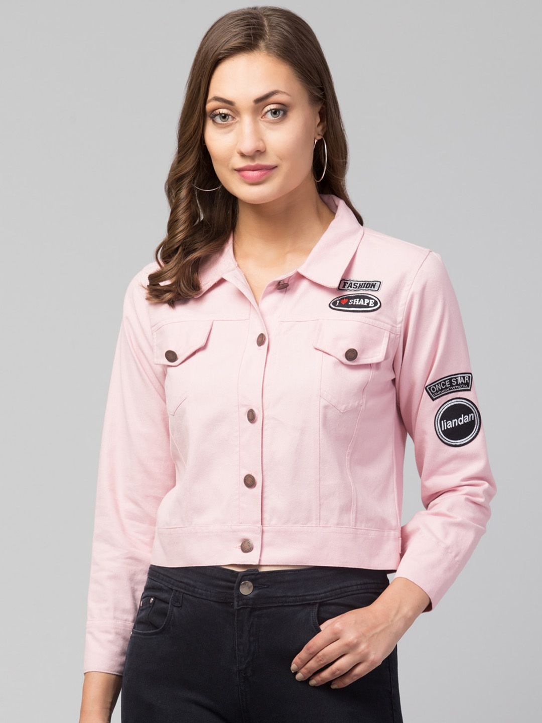 FurryFlair Women Pink Cotton Crop Outdoor Tailored Jacket Price in India