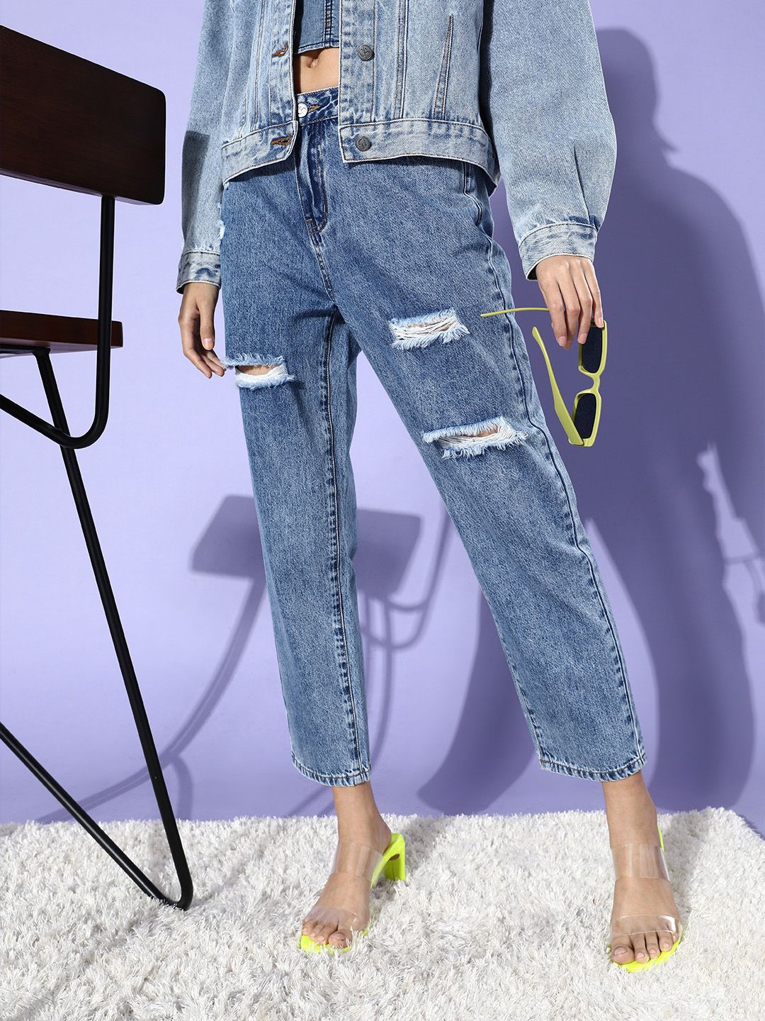 COVER STORY Women Stunning Blue Mid-Rise Straight Fit Cropped Stretchable Jeans Price in India