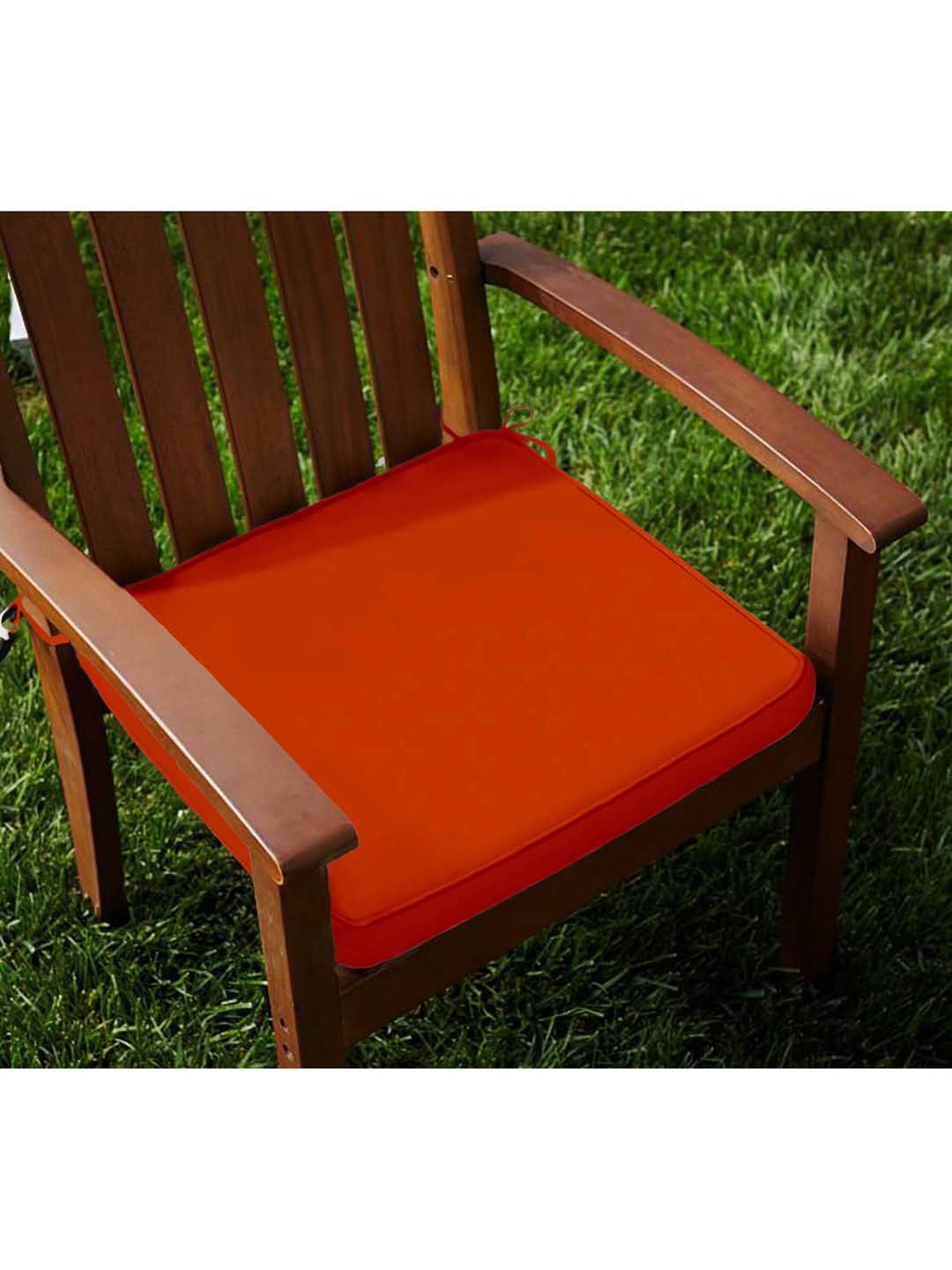 Lushomes Set of 2 Red Cotton Chair Pads Price in India