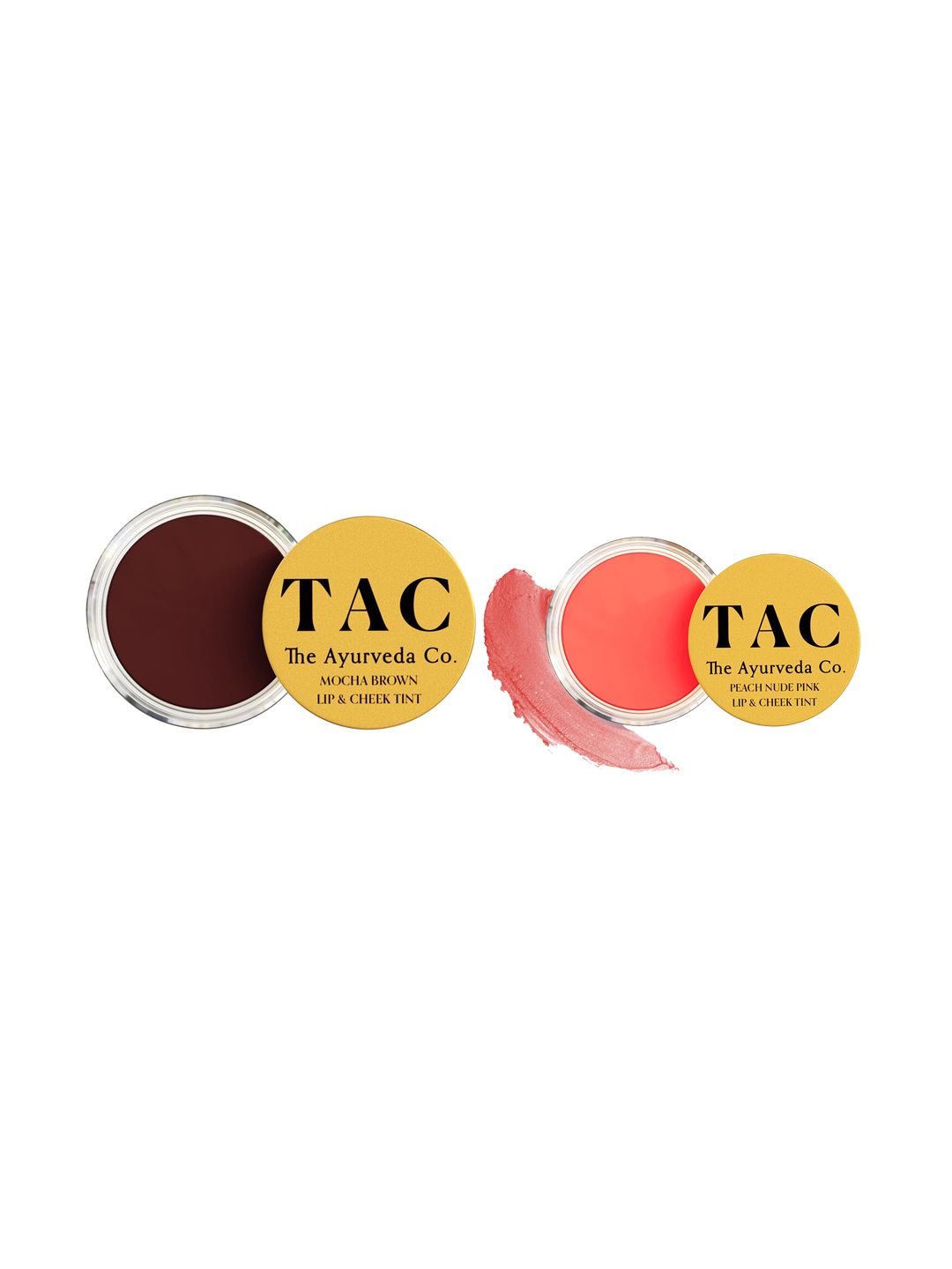 TAC - The Ayurveda Co. Set of 2 Lip & Cheek Tints - Mocha Brown & Peach Nude Pink Price in India