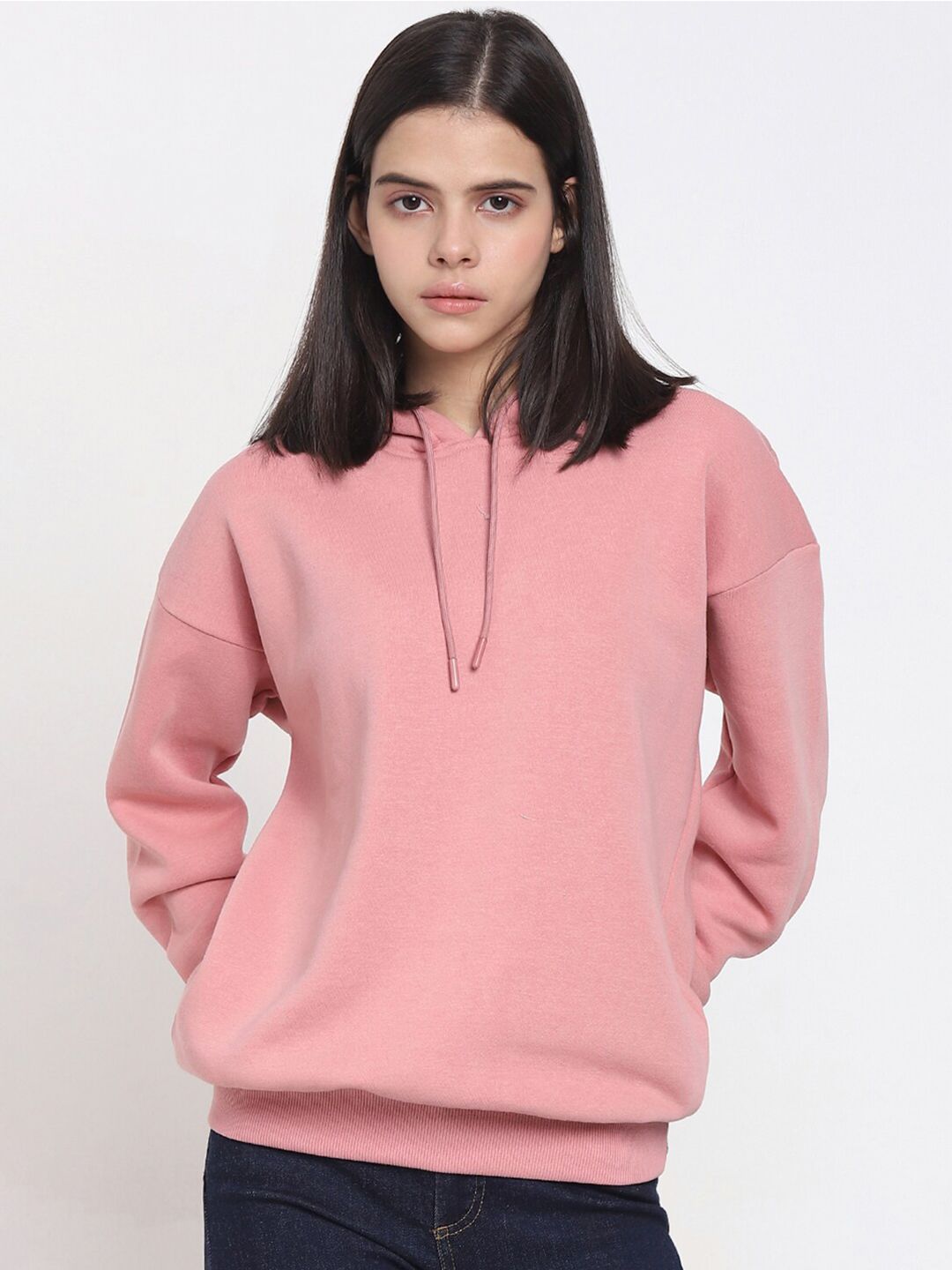 Bewakoof Women Pink Hooded Oversized Sweatshirt Price in India
