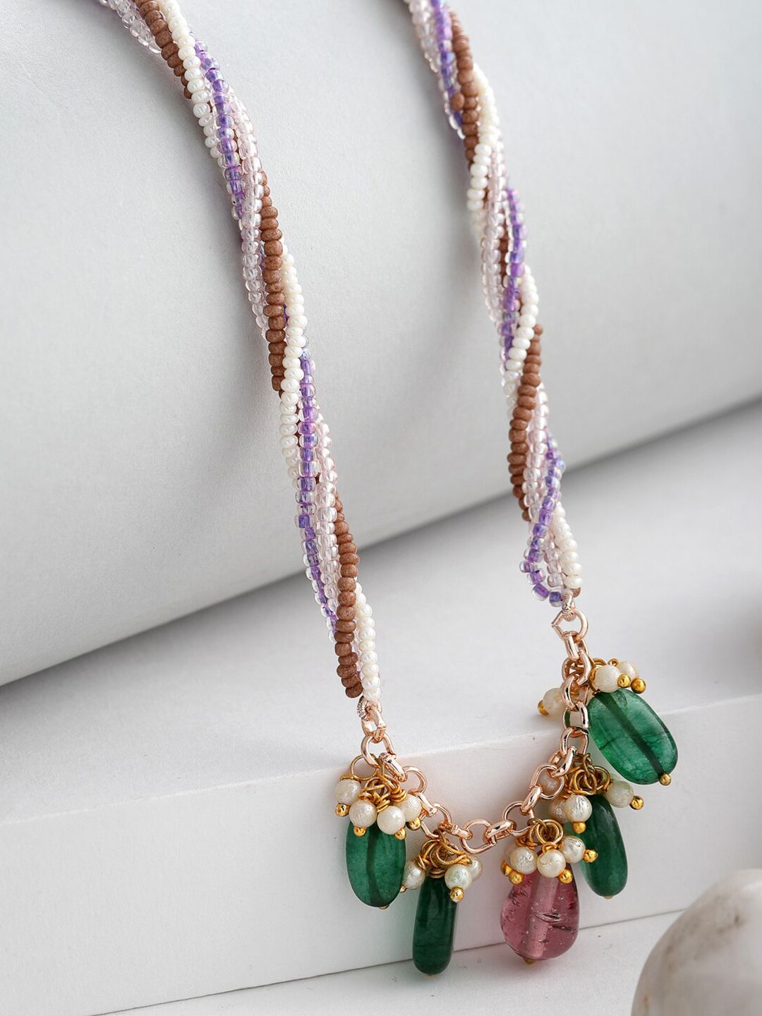 DUGRISTYLE Gold-Toned & Purple Copper Gold-Plated Necklace Price in India