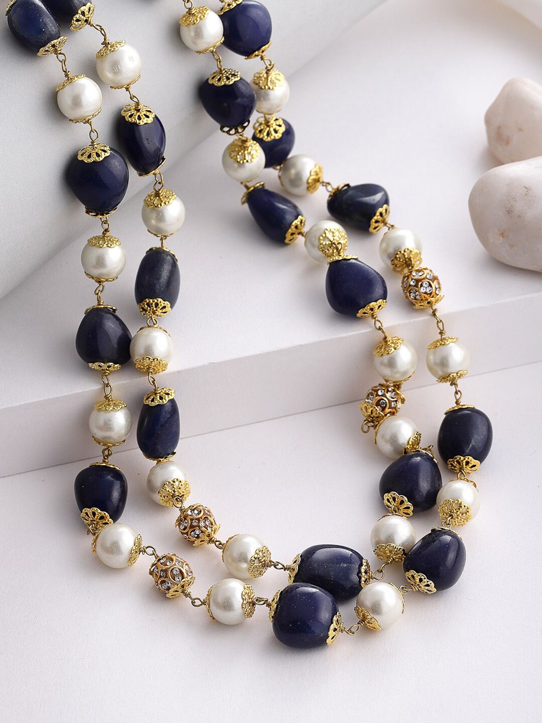 DUGRISTYLE Gold-Toned & White Sterling Silver Gold-Plated Handcrafted Necklace Price in India