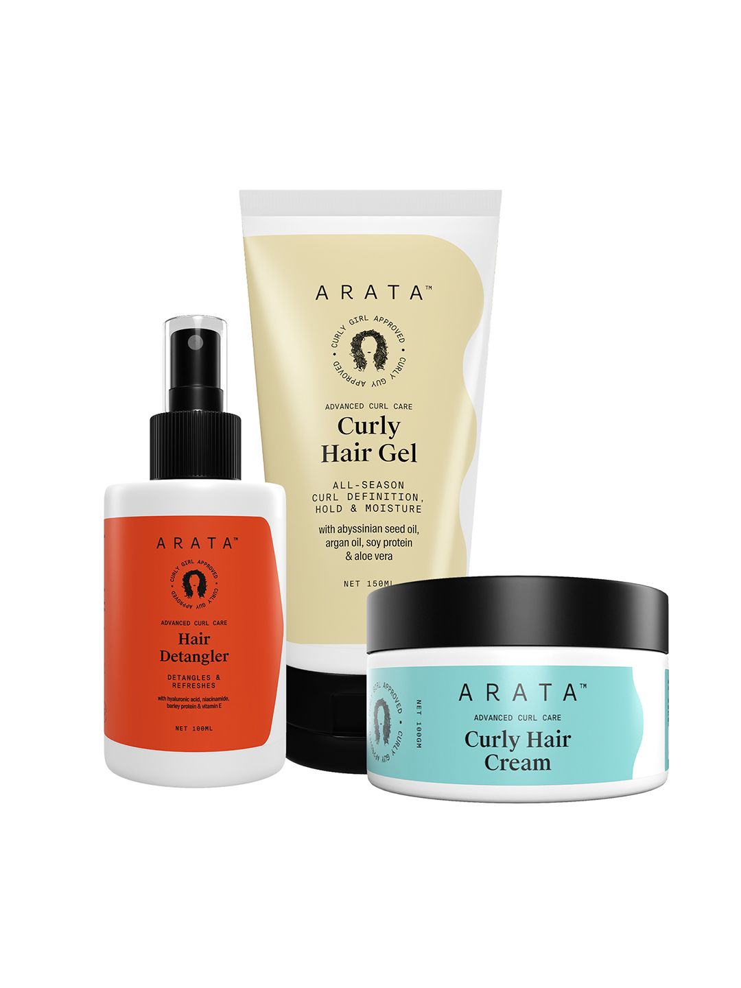 ARATA Set of Advanced Curl Care Vegan Hair Detangler, Hair Gel & Hair Cream Price in India