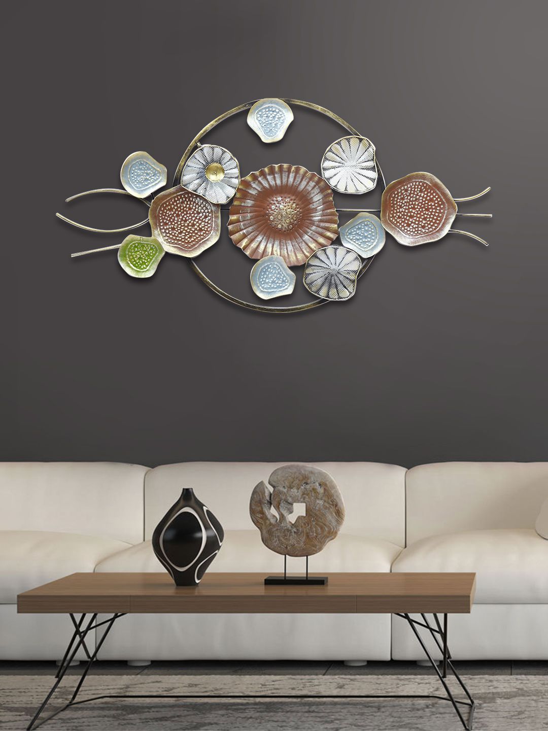Aapno Rajasthan Brown & Blue Halo Leaves & Coral Shaped Wall Decor Price in India