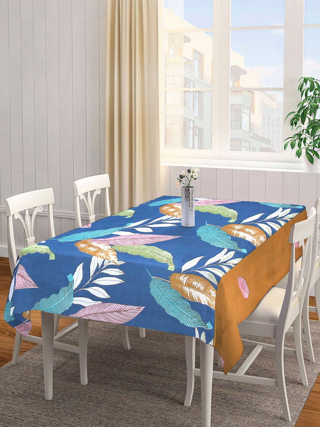 Arrabi Blue & White Printed 6 Seater Table Cover Price in India