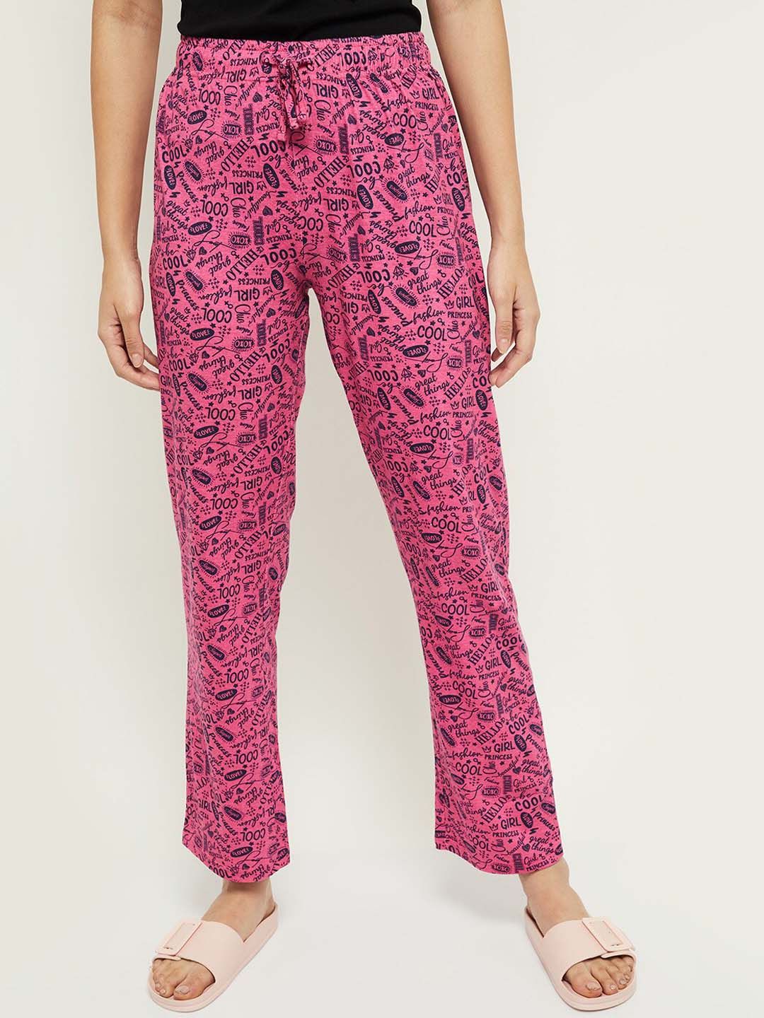 max Women Red Printed Pure Cotton Lounge Pants Price in India