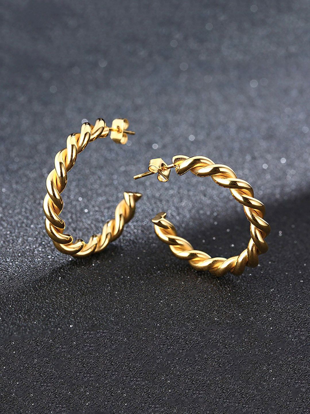 Yellow Chimes Gold-Plated Quirky Half Hoop Earrings Price in India