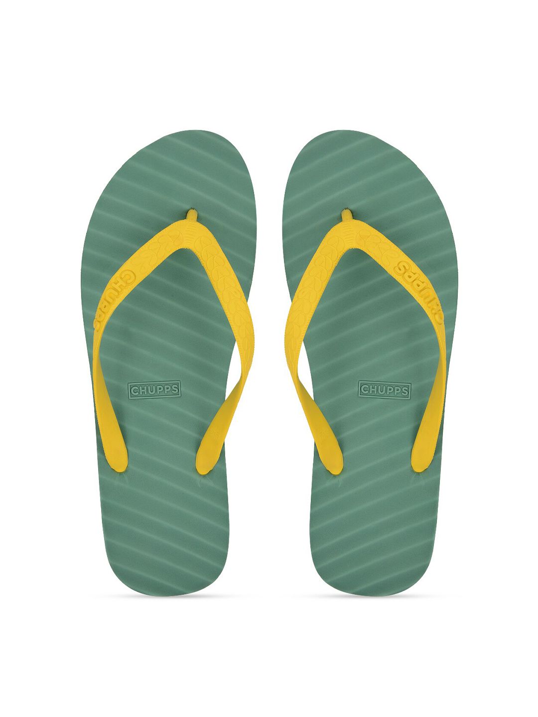 CHUPPS Women Yellow & Green BANANA LEAF Natural Rubber Thong Flip-Flops Price in India