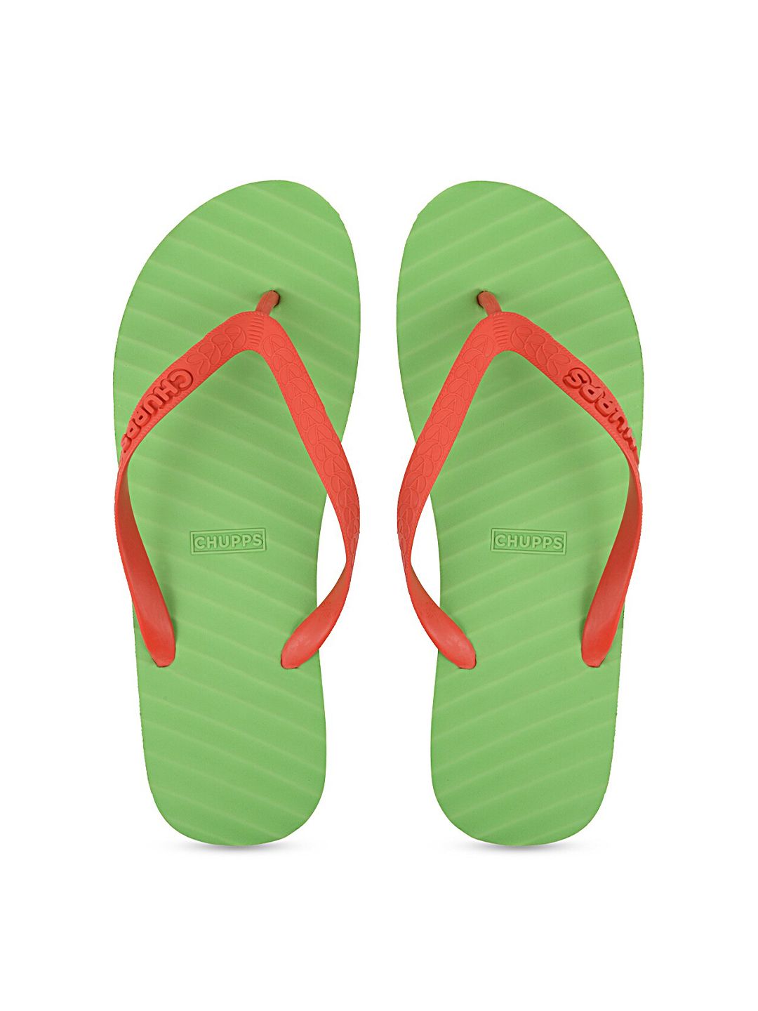 CHUPPS Women Green & Red Banana Leaf Natural Rubber Thong Flip-Flops Price in India