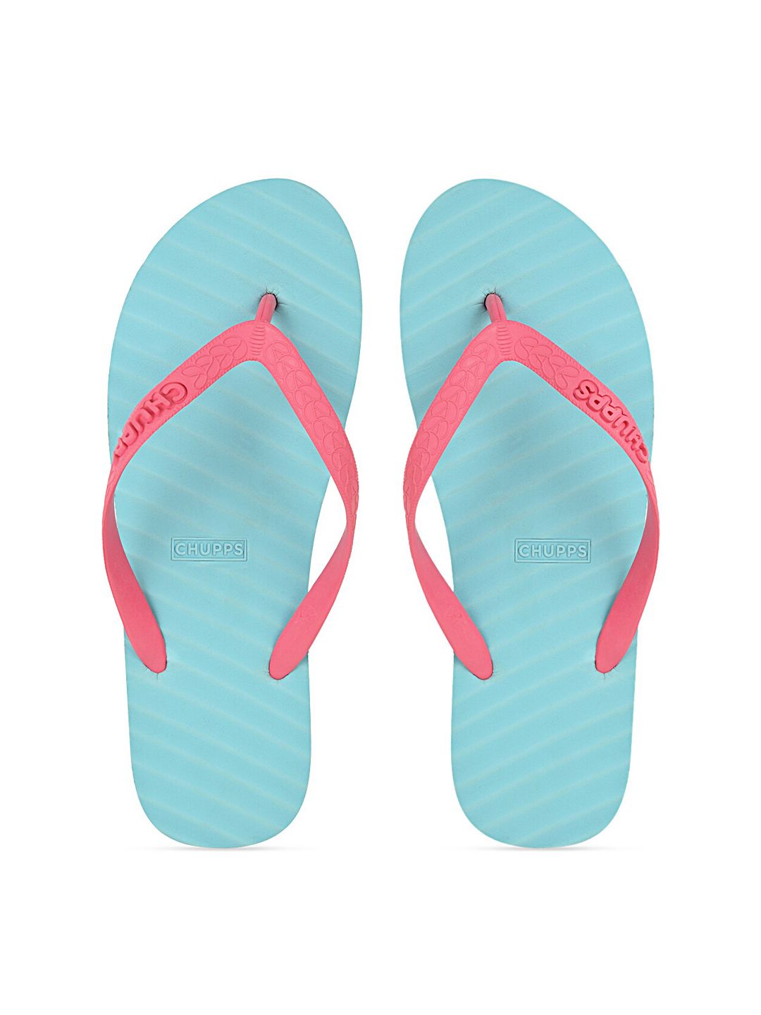 CHUPPS Women Blue & Fuchsia Rubber Thong Flip-Flops Price in India