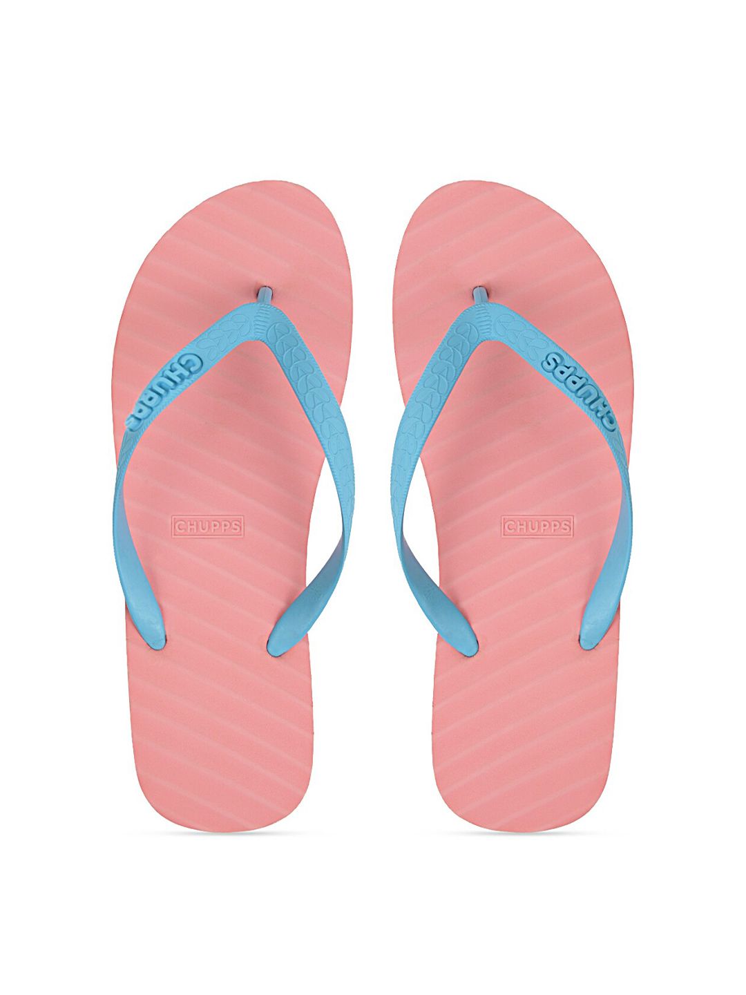 CHUPPS Women Pink & Blue Solid Thong Flip-Flops Price in India