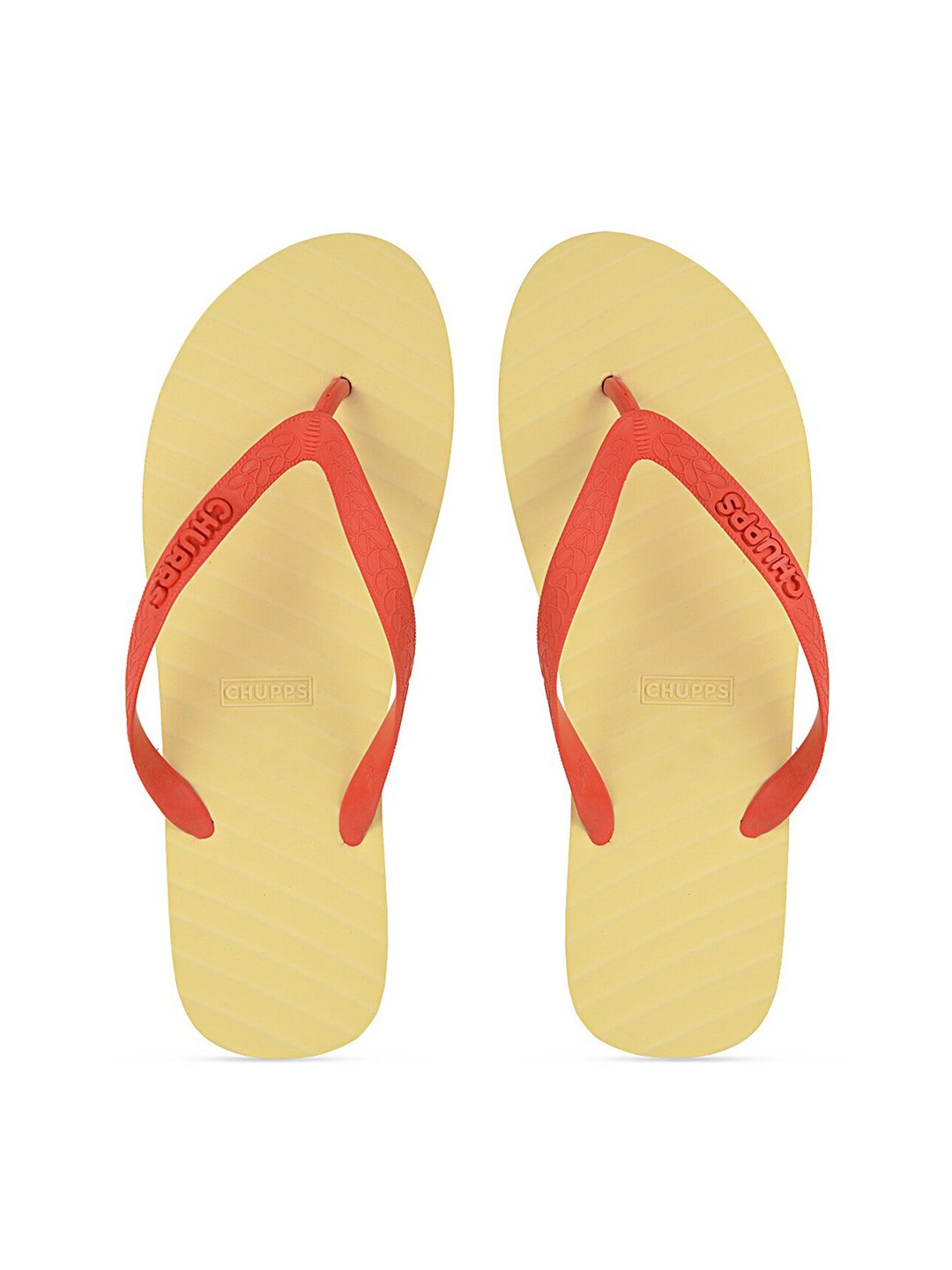 CHUPPS Women Yellow & Red Rubber Thong Flip-Flops Price in India