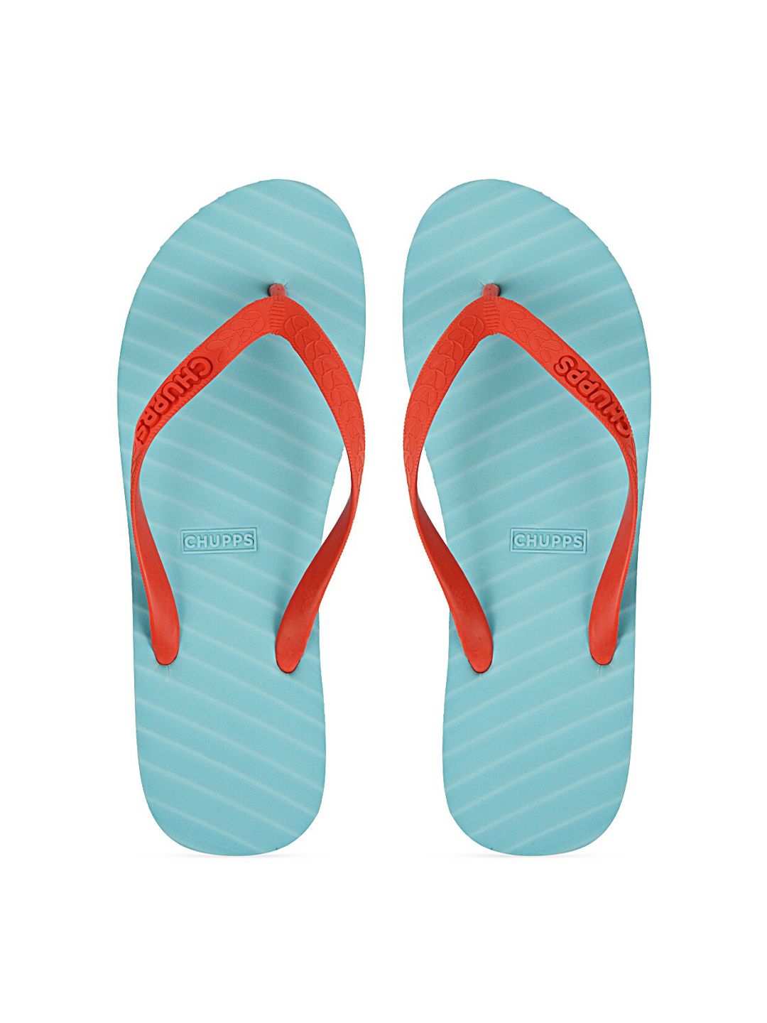 CHUPPS Women Blue & Red Rubber Thong Flip-Flops Price in India