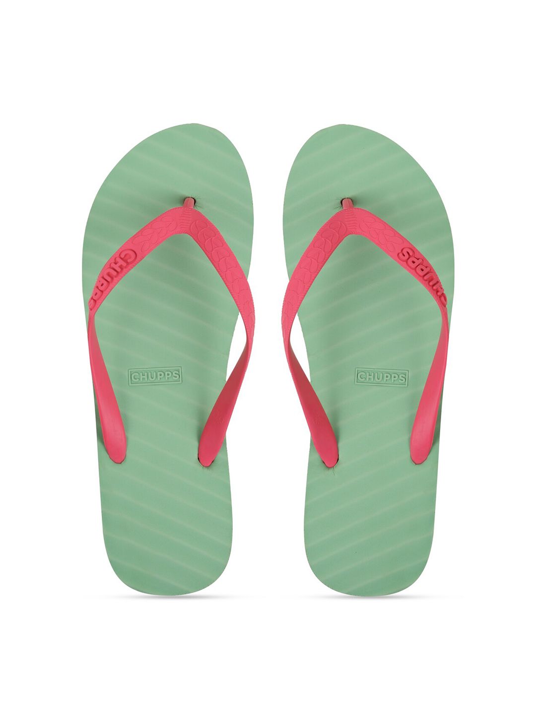 CHUPPS Women Green & Fuchsia Rubber Thong Flip-Flops Price in India