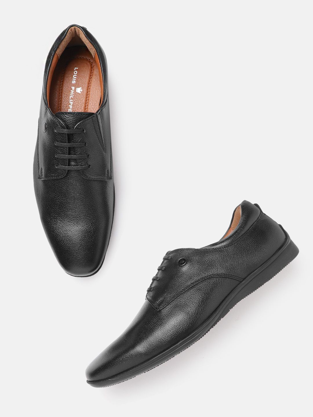Louis Philippe Men Premium Leather Breathable Anti Slip Flat Heel Formal Derby Shoes