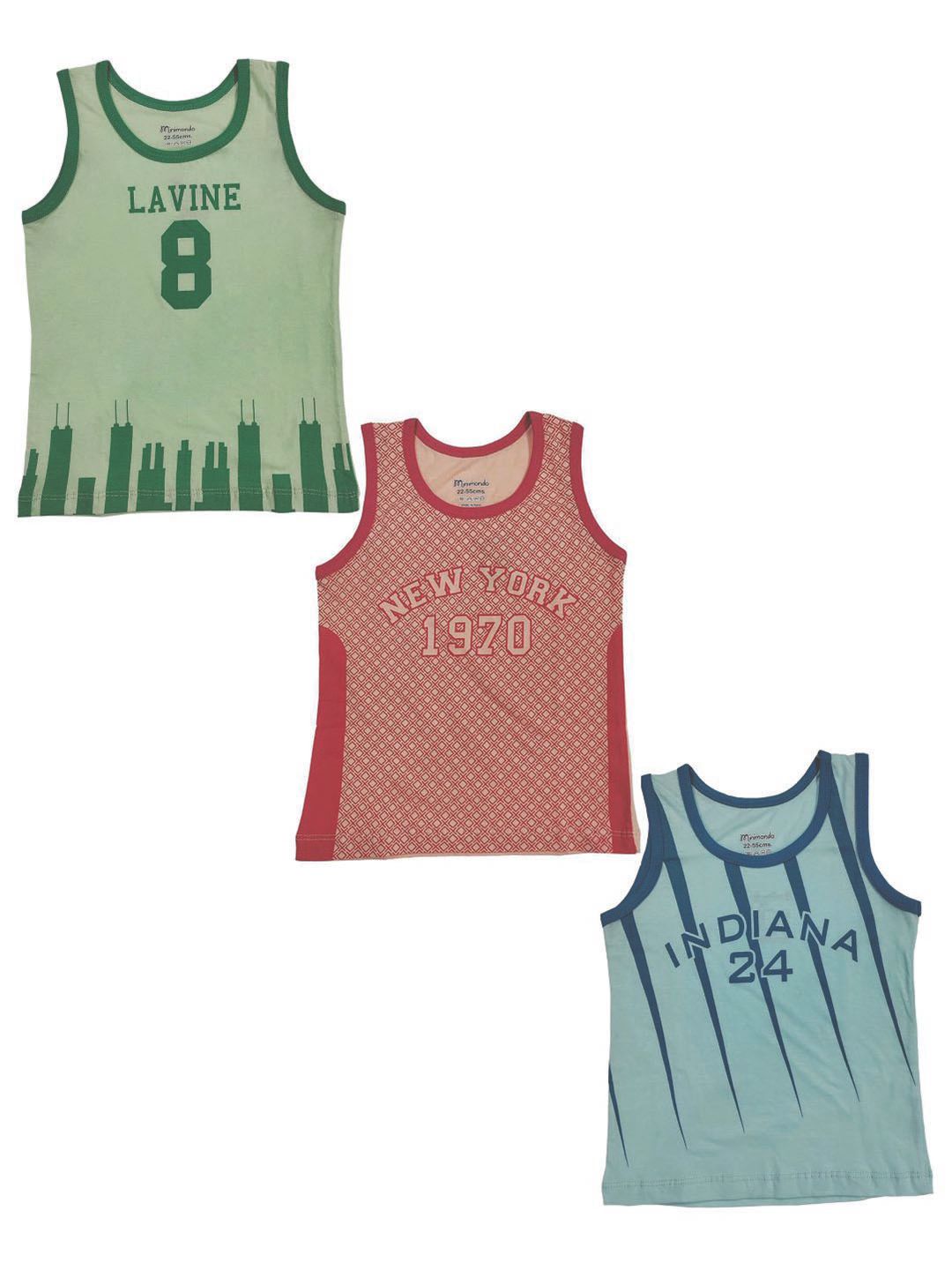 Zoom Minimondo Boys Pack of 3 Assorted Vests