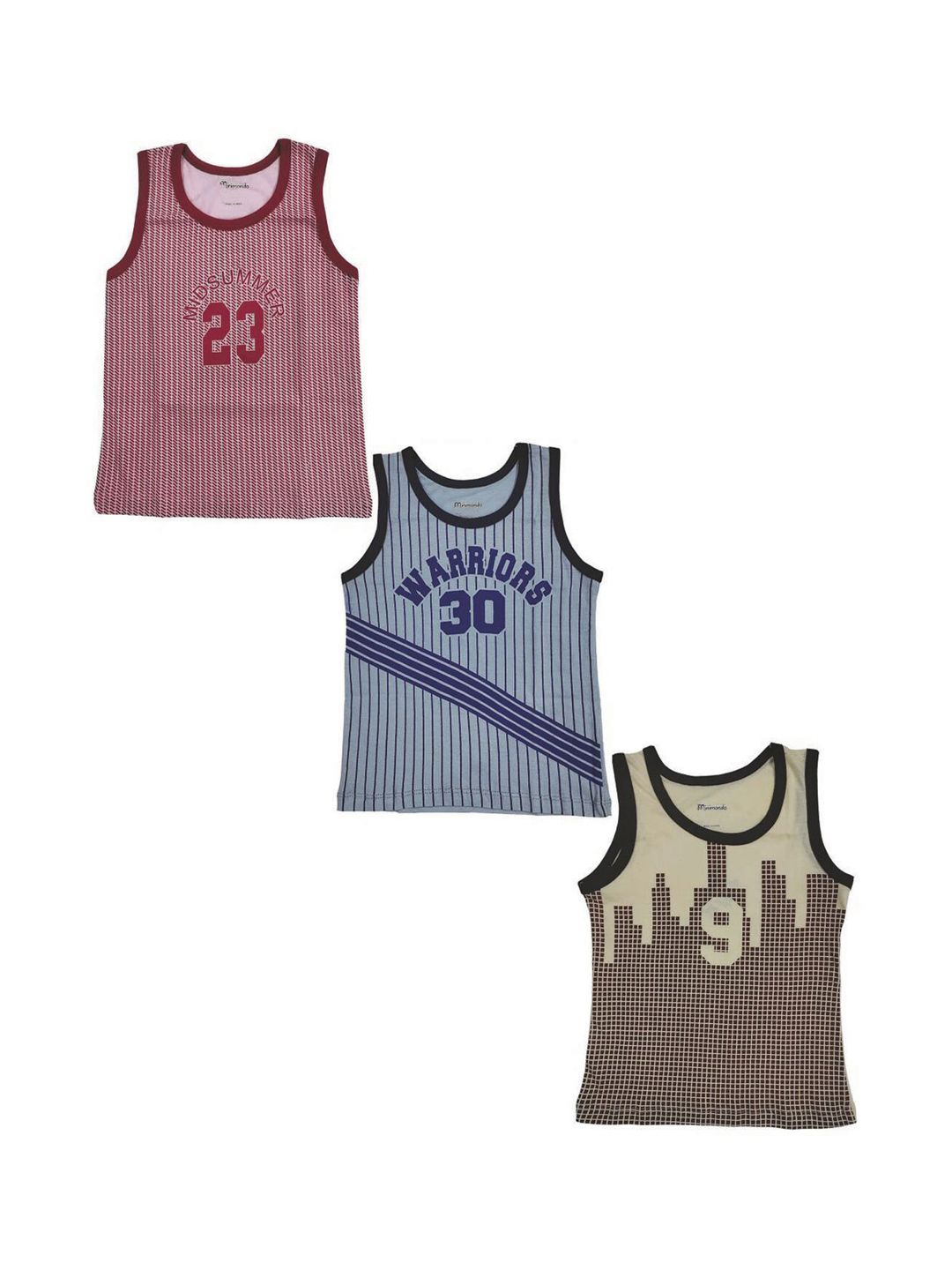 Zoom Minimondo Boys Pack of 3 Assorted Vests
